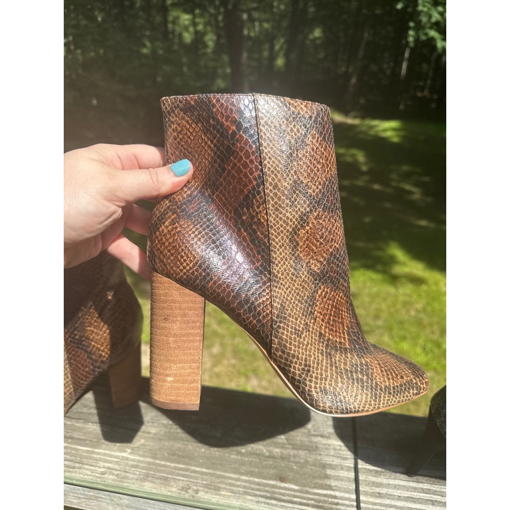 Zigisoho Annalise Brown Snakeskin Print Ankle Boots Block Heel Womens 10 - Picture 4 of 9